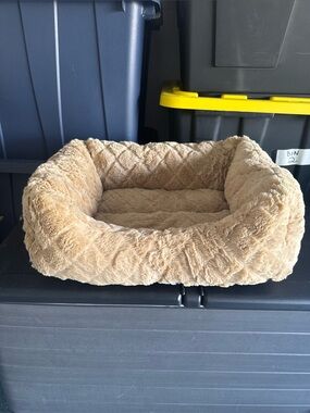 Plush Small Pet Bed in Tan - Cozy
